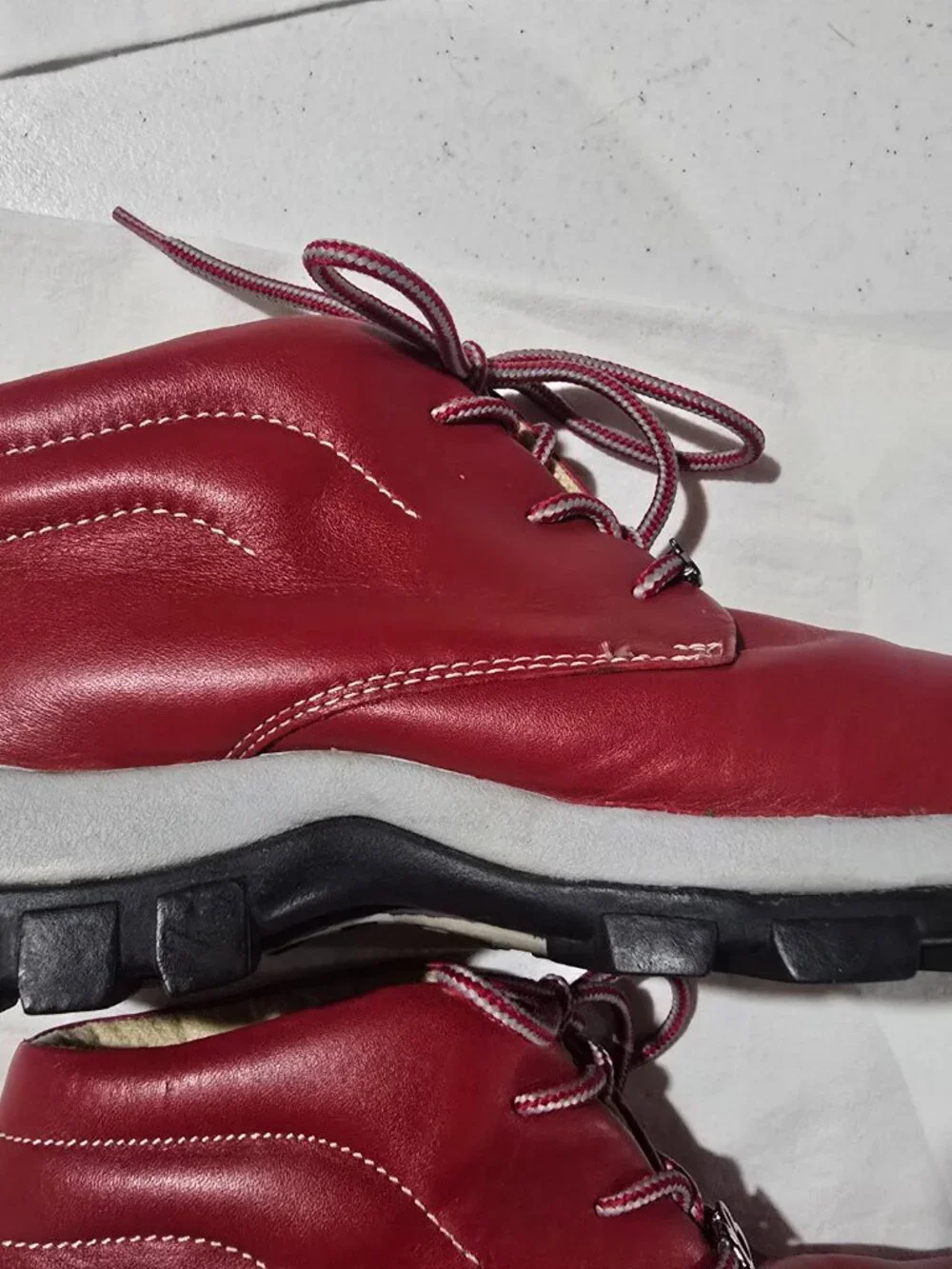 RARE VINTAGE Buffalino Lady B-Boots Red Leather Hiking Boots Size 9.5 GUC